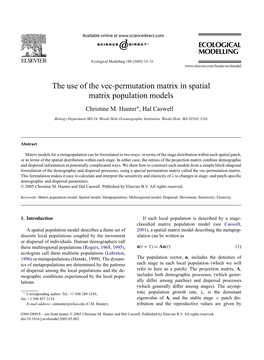 The Use of the Vec-Permutation Matrix in Spatial Matrix Population Models Christine M