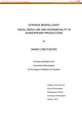 Visual Media Use and Intermediality in Shakespeare Productions