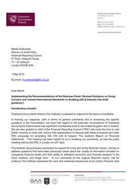 Marek Grabowski Director of Audit Policy Financial Reporting Council 5Th Floor, Aldwych House 71 – 91 Aldwych London WC2B 4HN