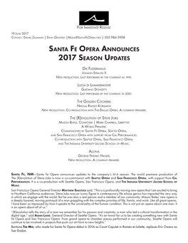 2017 Season Updates