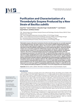 Purification and Characterization of a Thrombolytic Enzyme Produced by a New Strain of Bacillus Subtilis