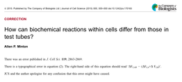 How Can Biochemical Reactions Within Cells Differ from Those in Test Tubes?