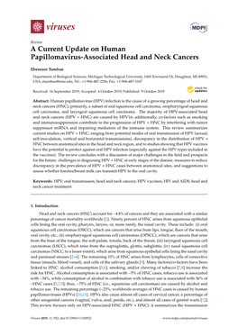 A Current Update on Human Papillomavirus-Associated Head and Neck Cancers