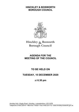 Hinckley & Bosworth Borough Council Agenda