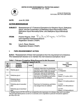 Reassessment of 3 Tolerance Exemptions for Ethylene Glycol