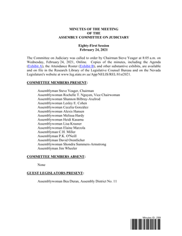 Assembly Committee on Judiciary-2/24/2021