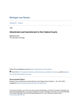 Attachment and Garnishment in the Federal Courts