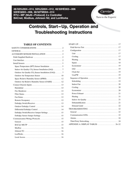 Controls, Start---Up, Operation and Troubleshooting Instructions