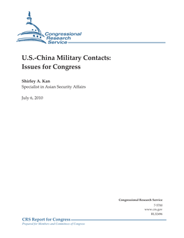 U.S.-China Military Contacts: Issues for Congress