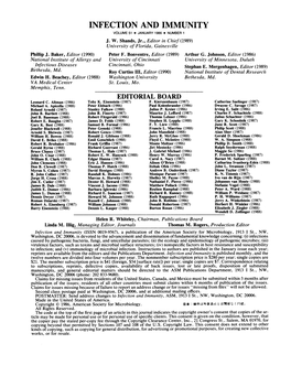 Infection and Immunity Volume 51 * January 1986 * Number 1 J