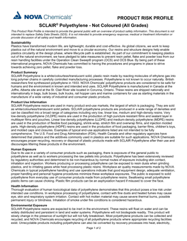 Polyethylene Product Risk Profile