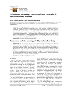 O Discurso Da Antropofagia Como Estratégia De Construção Da Identidade Cultural Brasileira