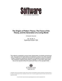 The Origins of Pattern Theory: the Future of the Theory, and the Generation of a Living World