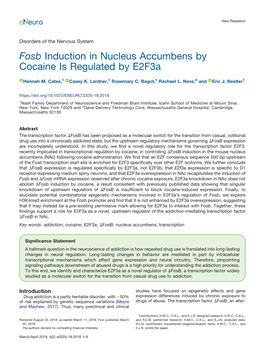 Fosb Induction in Nucleus Accumbens by Cocaine Is Regulated by E2f3a