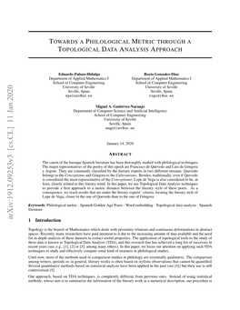 Towards a Philological Metric Through a Topological Data Analysis