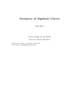 Geometry of Algebraic Curves