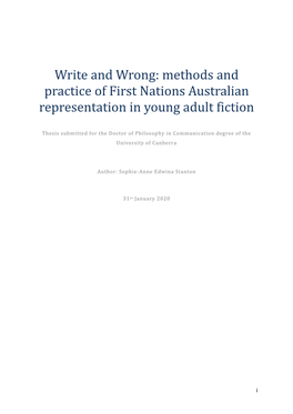 Methods and Practice of First Nations Australian Representation in Young Adult Fiction