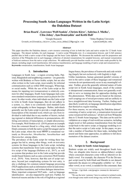 Processing South Asian Languages Written in the Latin Script: the Dakshina Dataset