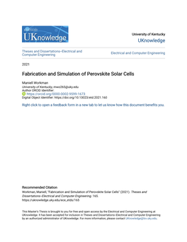 Fabrication and Simulation of Perovskite Solar Cells