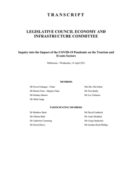Legislative Council Economy and Infrastructure Committee