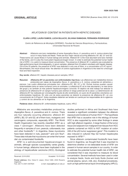 Aflatoxin B1 in Human Serum Issn 0025-7680313