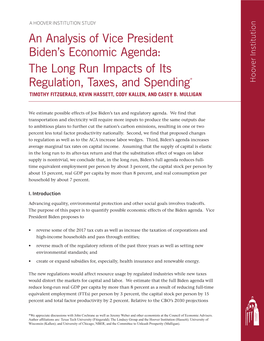 An Analysis of Vice President Biden's Economic Agenda