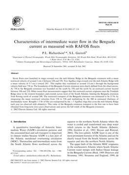 Characteristics of Intermediate Water Flow in the Benguela Current As