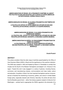 The Politics of Nelson Rockfeller´S Office of Inter-American Affair in Brazil During World War Ii