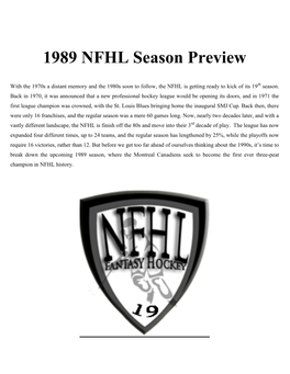 1989 NFHL Season Preview