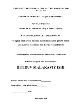 Bitiruv Malakaviy Ishi