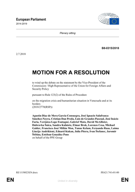 En En Motion for a Resolution