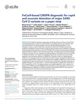 Fncas9-Based CRISPR Diagnostic for Rapid and Accurate Detection