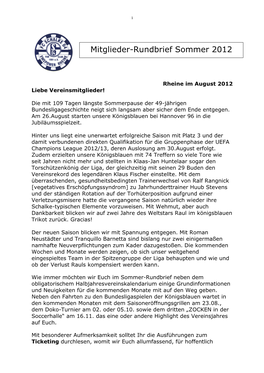 Mitglieder-Rundbrief Sommer 2012