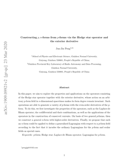 Constructing $ P, N $-Forms from $ P $-Forms Via the Hodge Star Operator and the Exterior Derivative