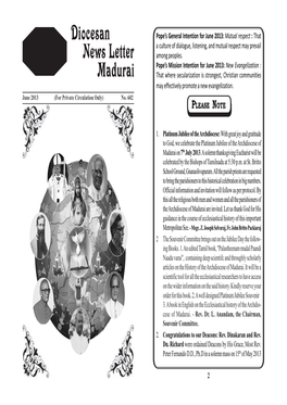 Diocesan News Letter Madurai