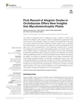 First Record of Ategmic Ovules in Orchidaceae Offers New Insights Into Mycoheterotrophic Plants