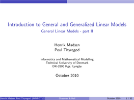 General Linear Models - Part II