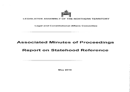 Associated Minutes of Proceedings Report on Statehood Reference