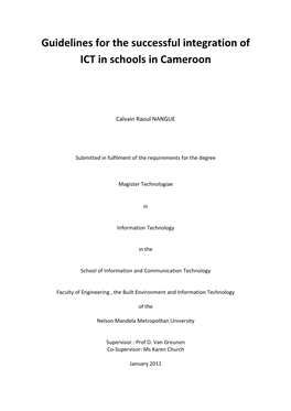 Guidelines for the Successful Integration of ICT in Schools in Cameroon