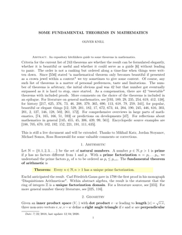 Fundamental Theorems in Mathematics