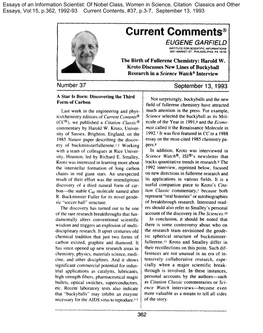 The Birth of Fullerene Chemistry: Harold W. Kroto Discusses New Lines of Buckyball Research in a Science Watchm Interview