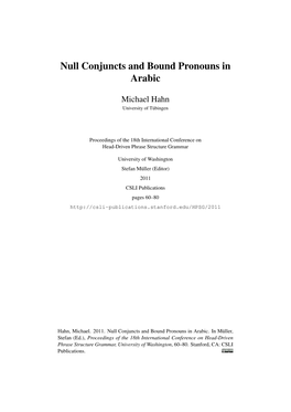 Null Conjuncts and Bound Pronouns in Arabic