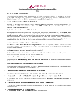 Withdrawal of All Old Series of Banknotes Issued Prior to 2005 Faqs