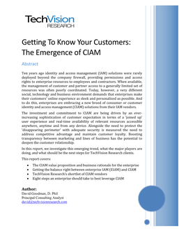 Getting to Know Your Customers: the Emergence of CIAM Abstract