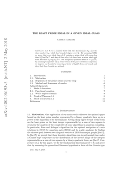 Arxiv:1802.06193V3 [Math.NT] 2 May 2018 Etr ...I Hsppr Eﬁ H Udmna Discrimi Fundamental the ﬁx Fr We Quadratic Paper, Binary I This a Inverse by in the Squares 1.4.]