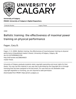 Ballistic Training: the Effectiveness of Maximal Power Training on Physical Performance