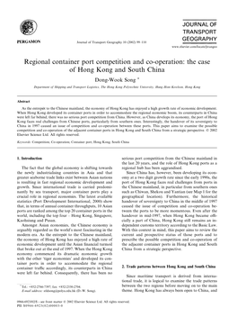 Regional Container Port Competition and Co-Operation: the Case of Hong