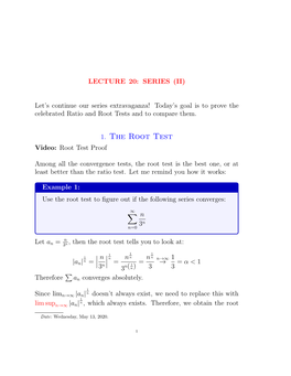 1. the Root Test Video: Root Test Proof