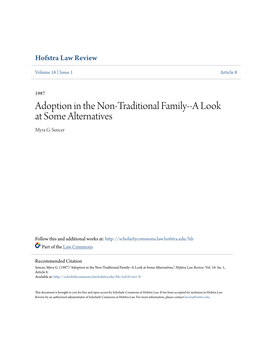 Adoption in the Non-Traditional Family--A Look at Some Alternatives Myra G