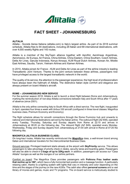 Fact Sheet - Johannesburg